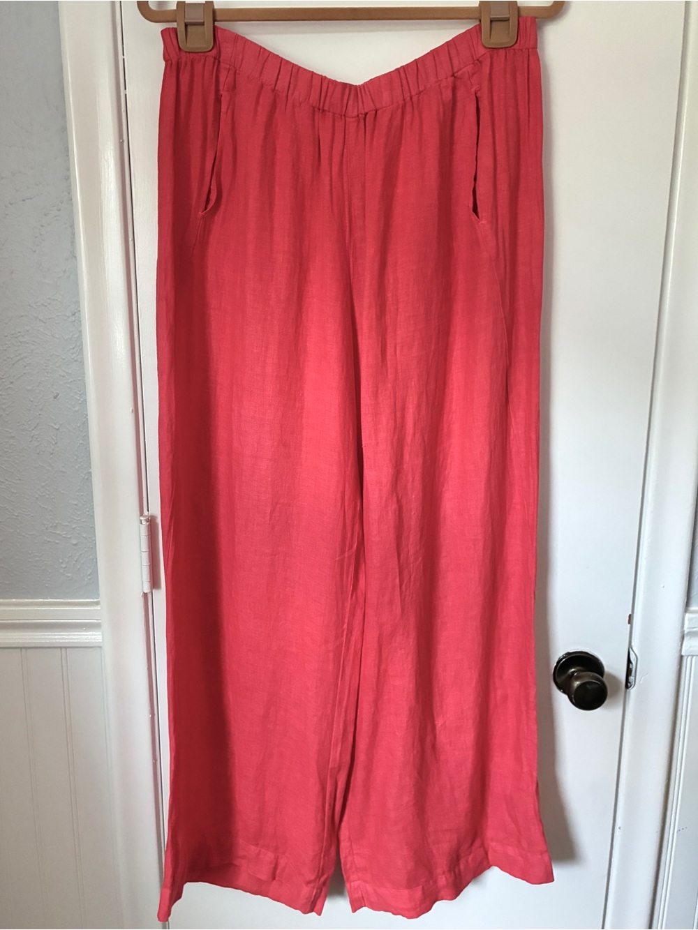 Velvet by Graham & Spencer Linen Pants Womens XL Coral Wide Leg Beachy Boho